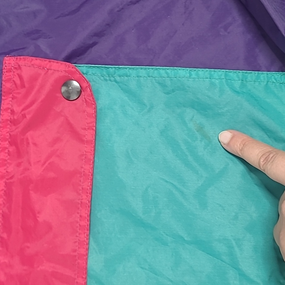 Vintage K-way packable pink green and purple color block windbreaker size Large - Picture 16 of 16